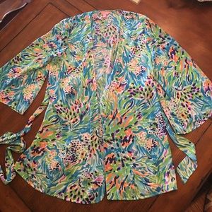 Lilly Pulitzer silk Kimono wrap top - Large