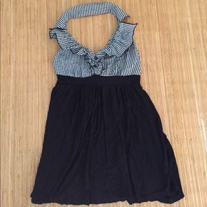 Halter Collared Checkered Blouse