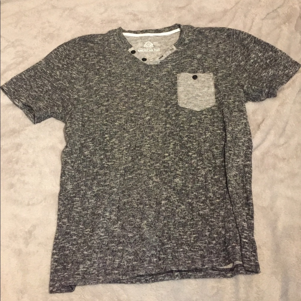 American Rag button grey t shirt