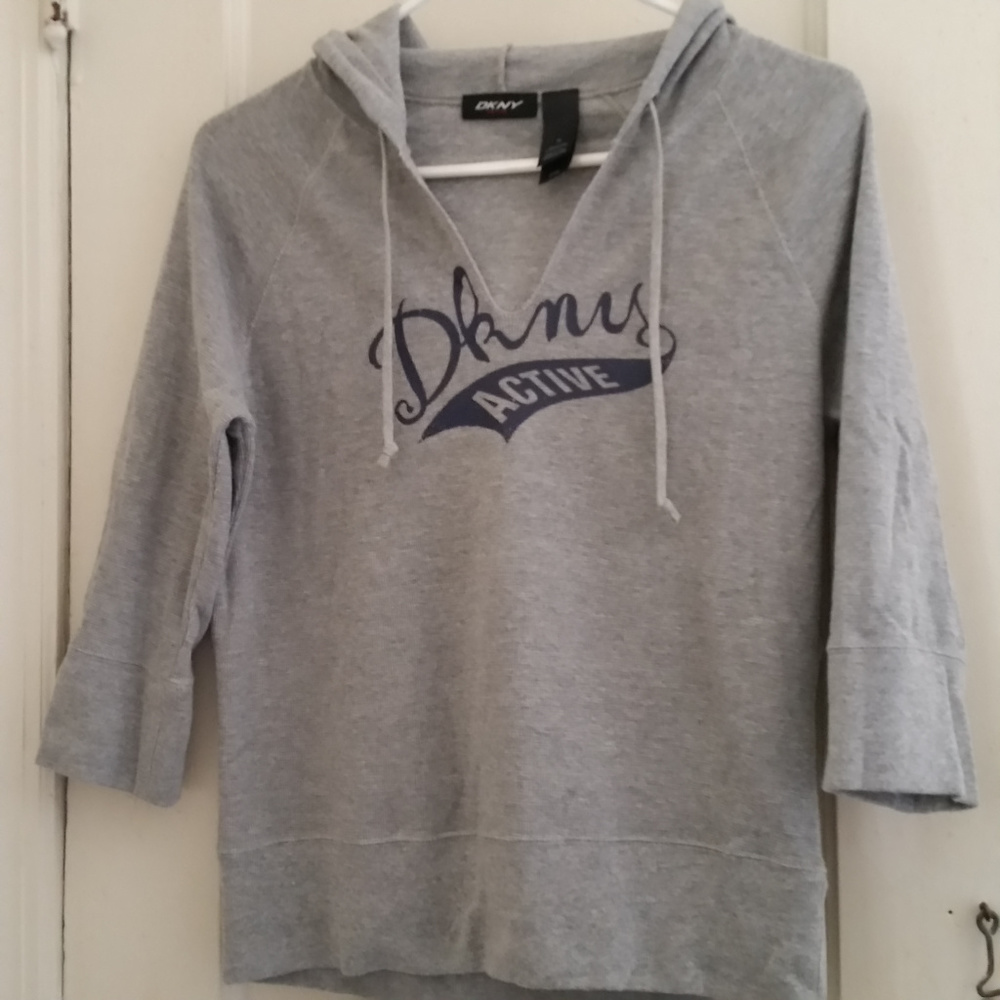 DKNY Active Lightweight Hoodie w/ 3/4 Sleeves