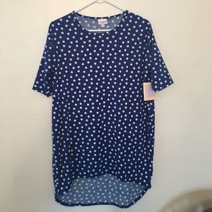 Lularoe Irma NWT- Blue and White Dot, XXS