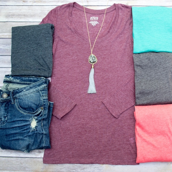 Kyoot Klothing Tops - SOLD OUT! Rounded Neck Long Sleeve - Maroon