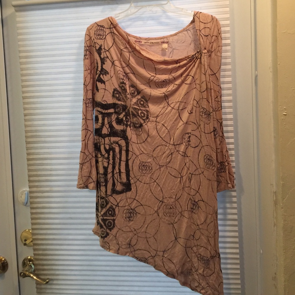 Chelsea Violet peach with black Owl print tunic