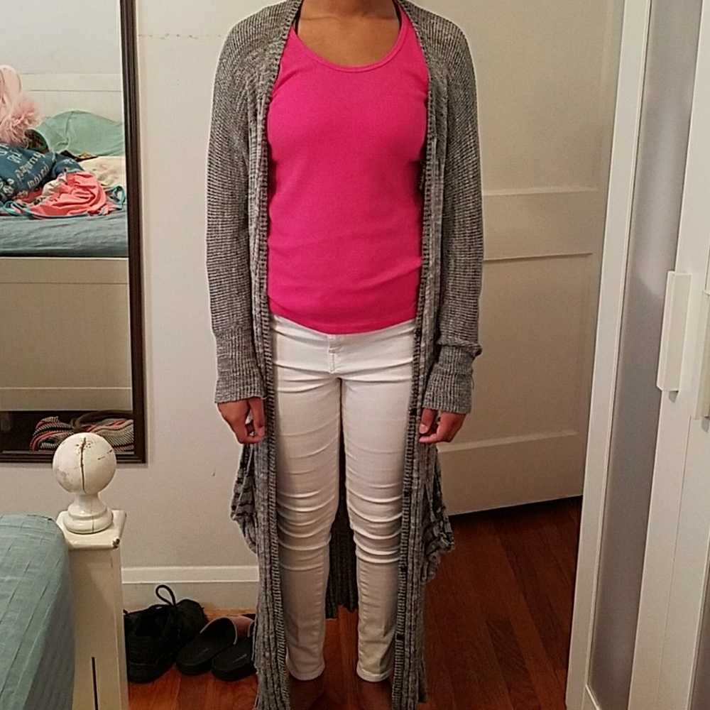 Long gray cardigan