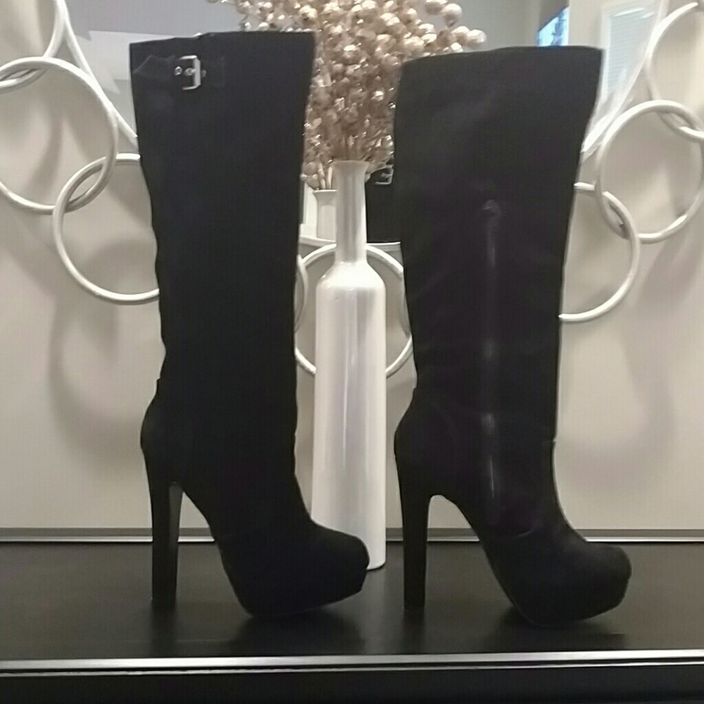 Jessica Simpson Black Suede Bannner Knee High Boot