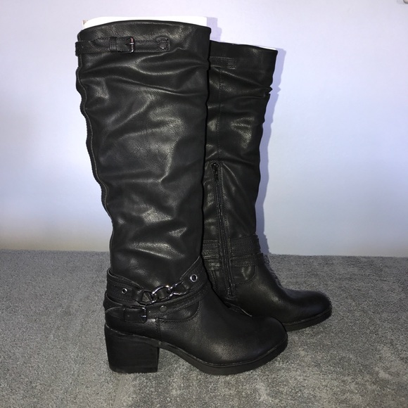 carlos santana black knee high boots