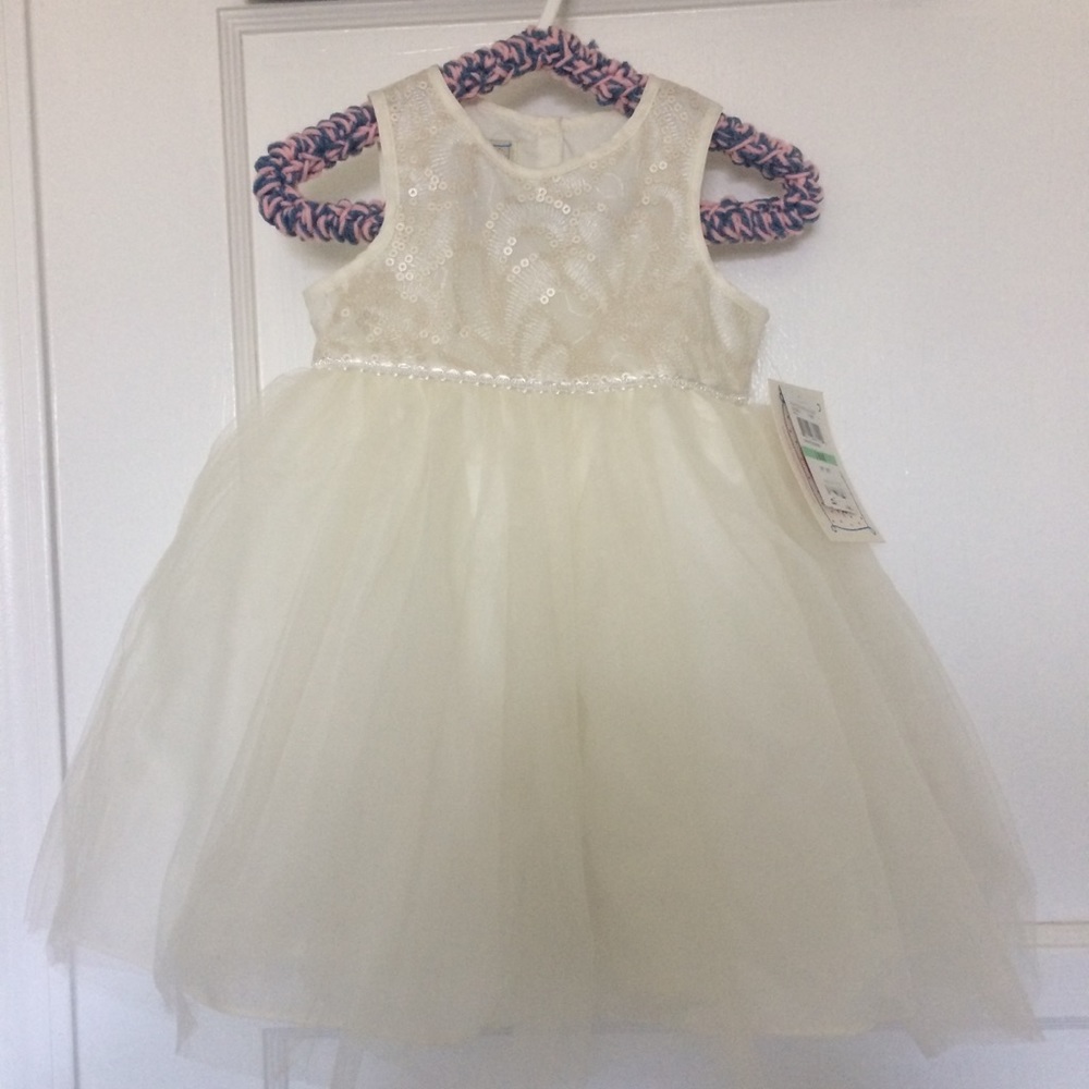 NWT Toddler Ivory Dress with Sequin Detail