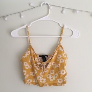 Floral Yellow Cropped Cami Crop Top