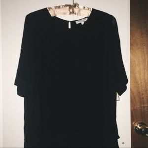 Rich Black Short Sleeve Blouse