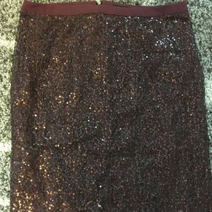 J. Crew- copper Stardust Sequin skirt size 8 NWT