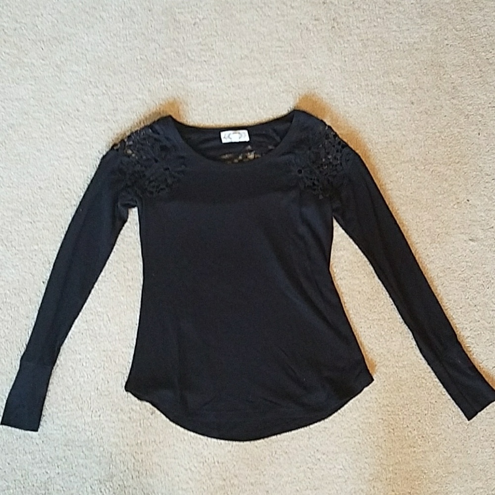 Black long sleeve shirt with lace
