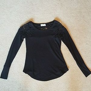 Black long sleeve shirt with lace