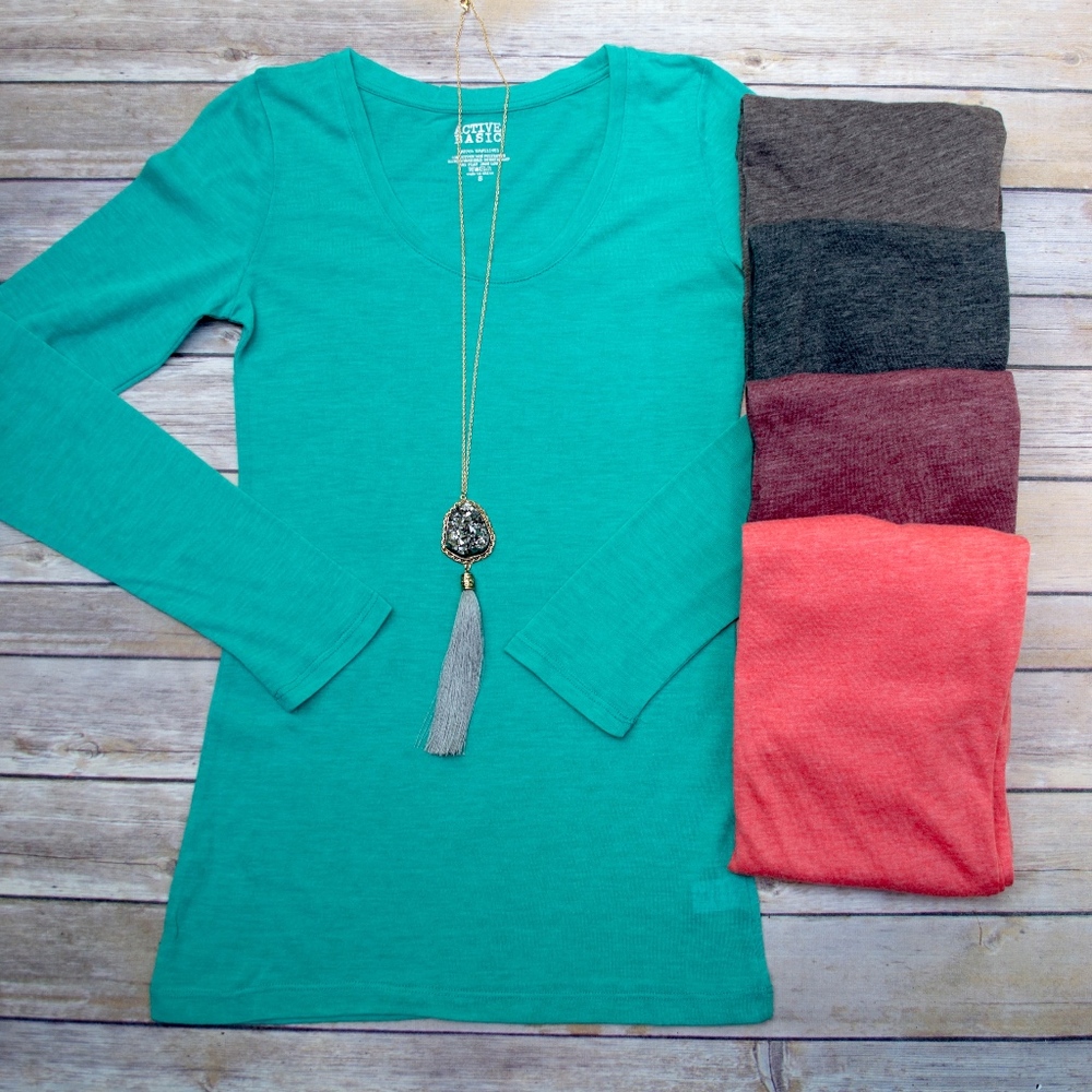 Rounded Neck Long Sleeve - Teal