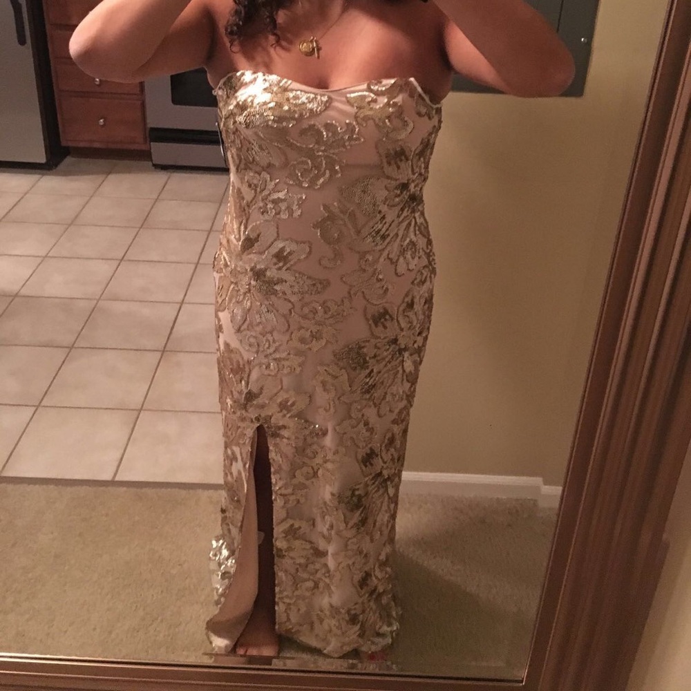 Gold sequin ball gown