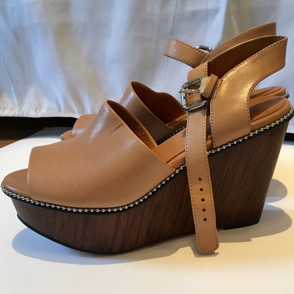 Coach Nude Harla Studded Wedge Sandal Heel