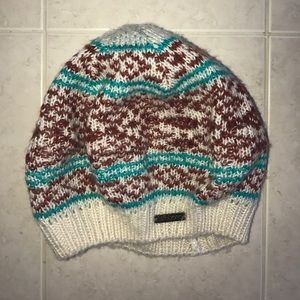 BILLABONG Maroon&Teal Cream/Off-White Knit Beanie