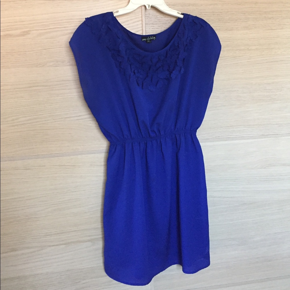 Cute Blue Floral Party Dress