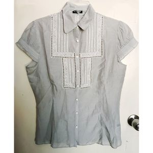 Massimo Dutti Delicate Gray Blue Button Down
