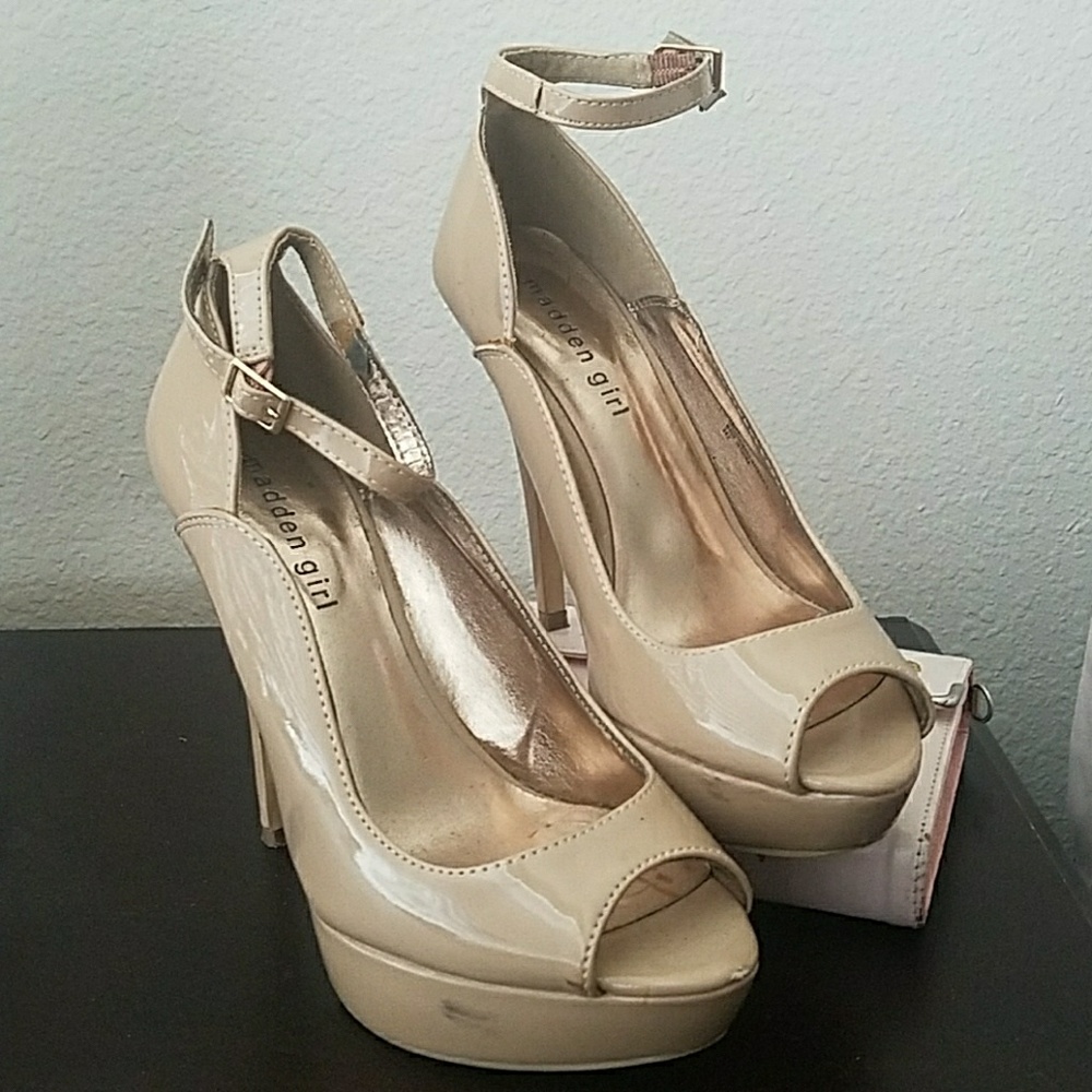 Madden Girl Classic Nude Ankle Strap Heels