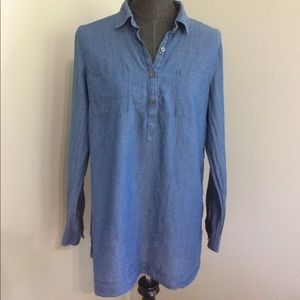 Lands' End chambray shirt tunic popover blouse