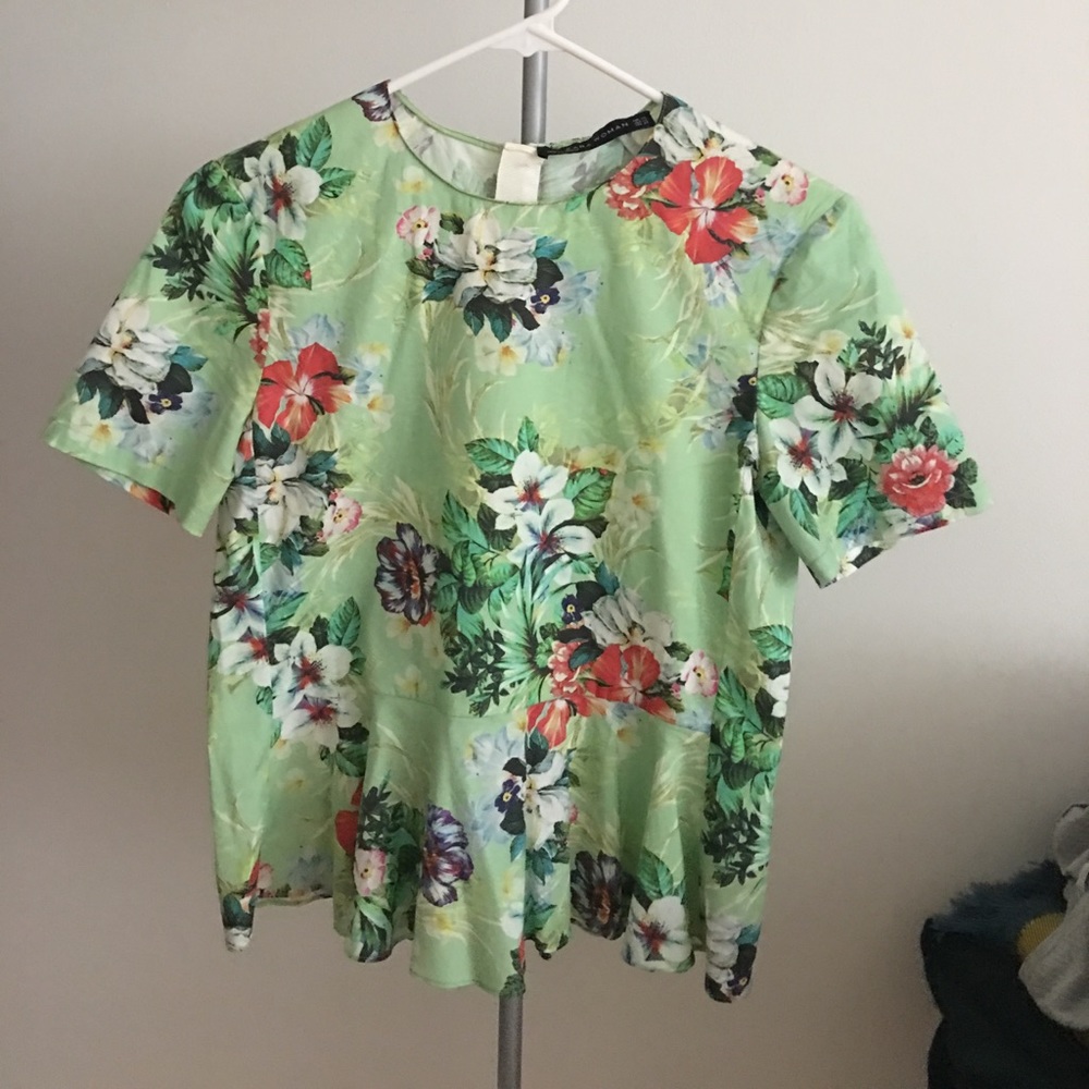 Green tropical Zara top