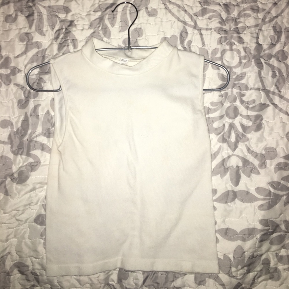 High-neck white crop top