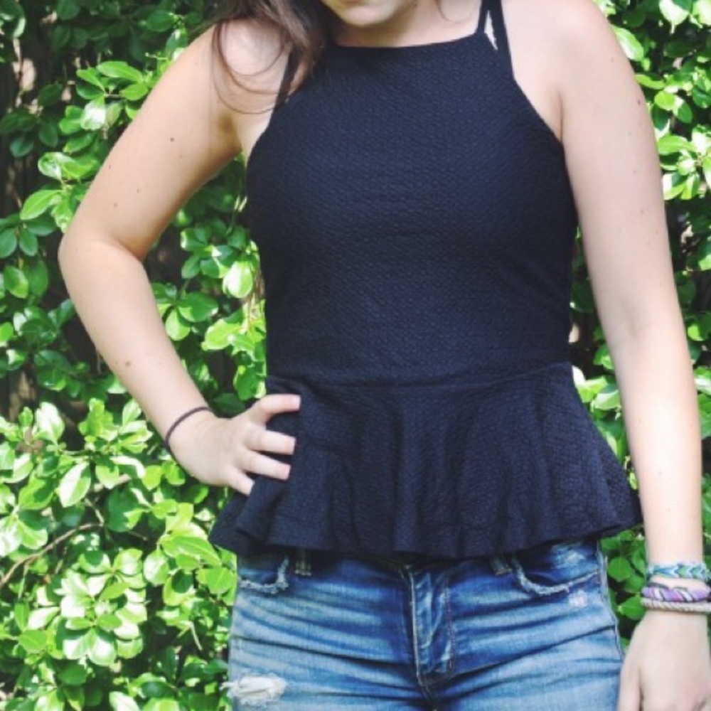Black peplum top