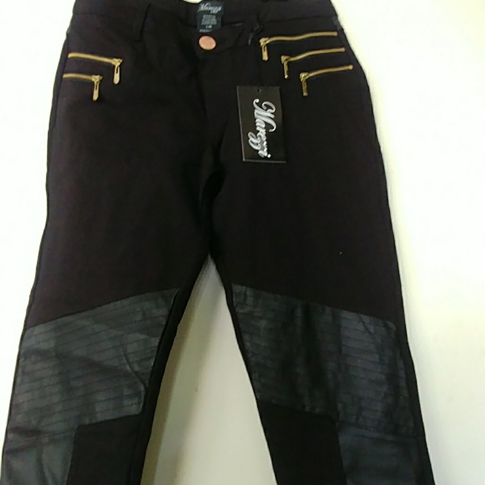 NWT BLACK VEGAN LEATHER MOTO LEGGINGS SIZE M