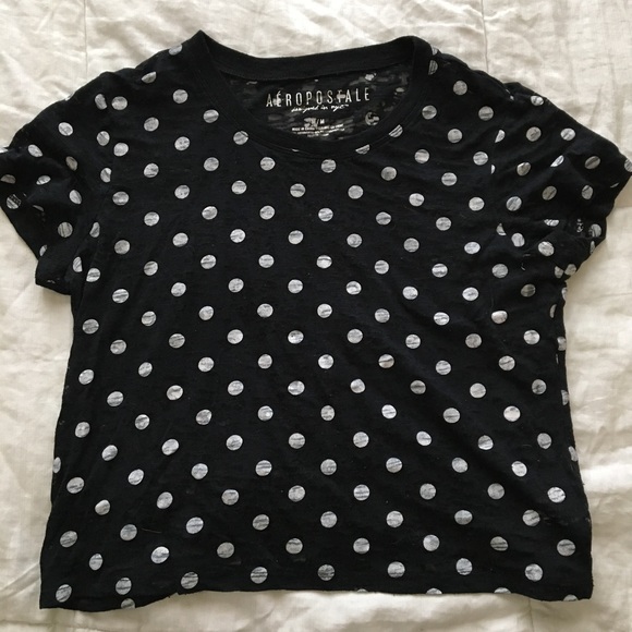 Aeropostale Tops - AÉROPOSTALE Black&white polkadots shirt