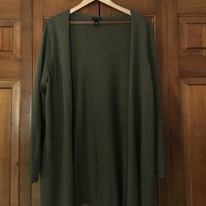 Green silk/ cashmere cardigan