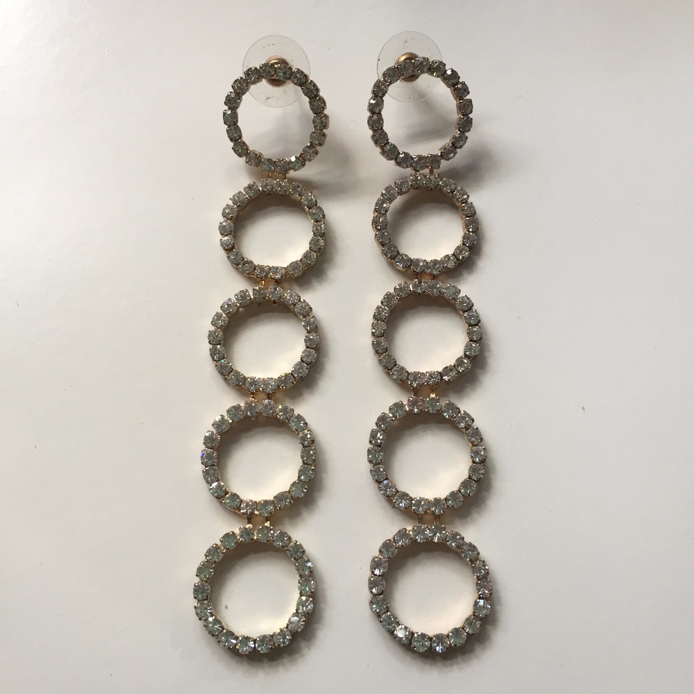 Crystal Drop Hoop Statement Earrings