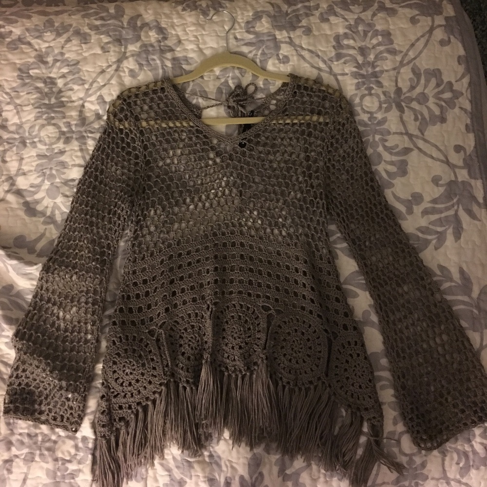 Grey Crochet Sweater