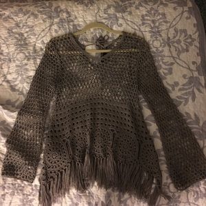 Grey Crochet Sweater