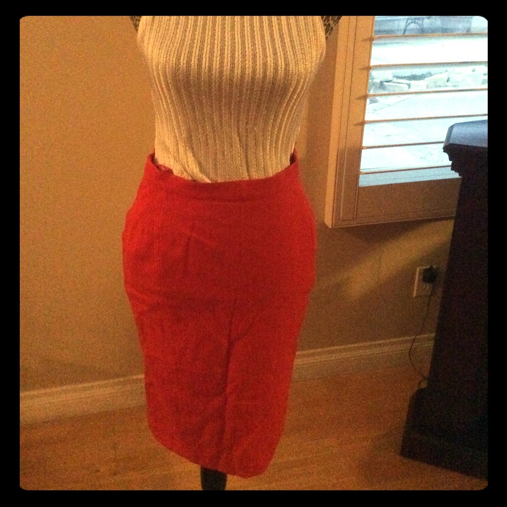 HERMÈS Paris Vintage Orange Pencil Skirt – Iconic Signature Color,Made in France