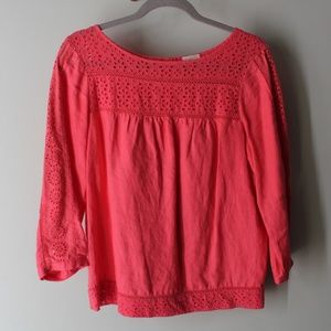 J.Crew Factory Eyelet 3/4 Sleeve Blouse