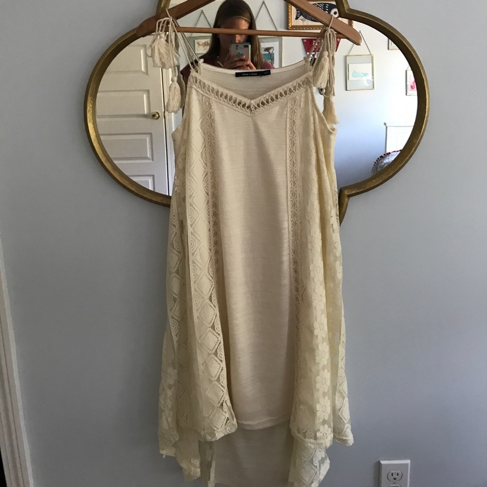 Cream lace embroidered dress
