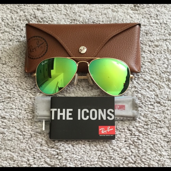 Ray-Ban Green Flash Aviator 3025 55mm Sunglasses - Picture 2 of 6