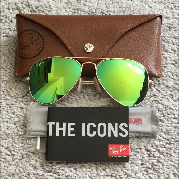 Ray-Ban Green Flash Aviator 3025 55mm Sunglasses - Picture 3 of 6