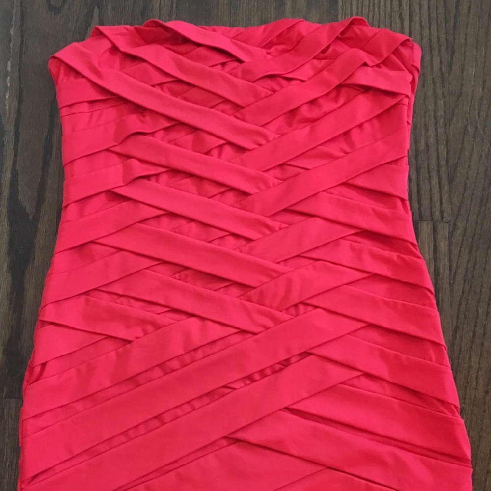 Coral Strapless Bodycon Dress