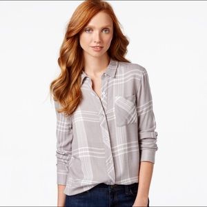 Calvin Klein Jeans Grey Flannel Plaid Button Up