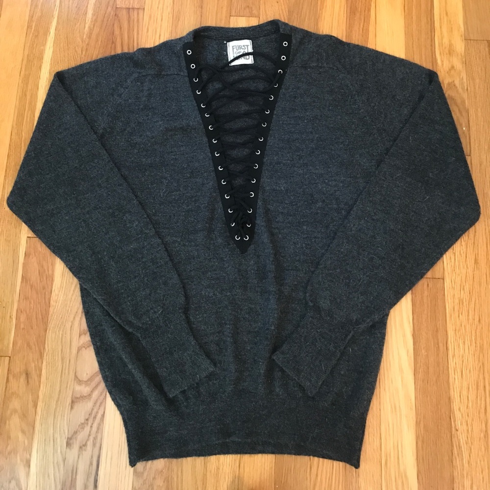 LF First of a Kind Lace Up Sweater