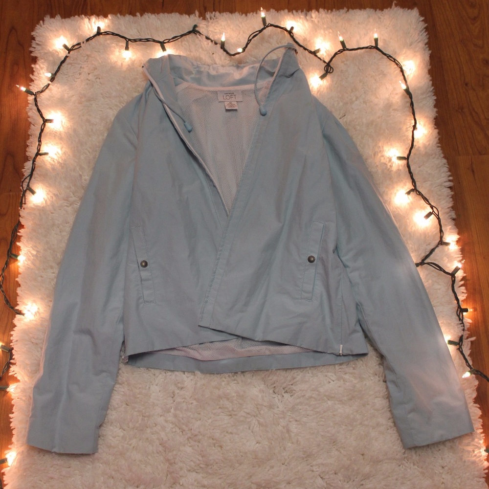 ANN TAYLOR LOFT baby blue raincoat XS