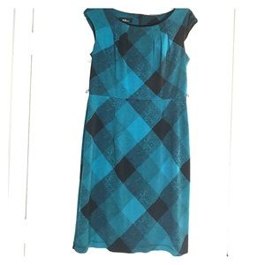Teal/black tartan print dress for fall!