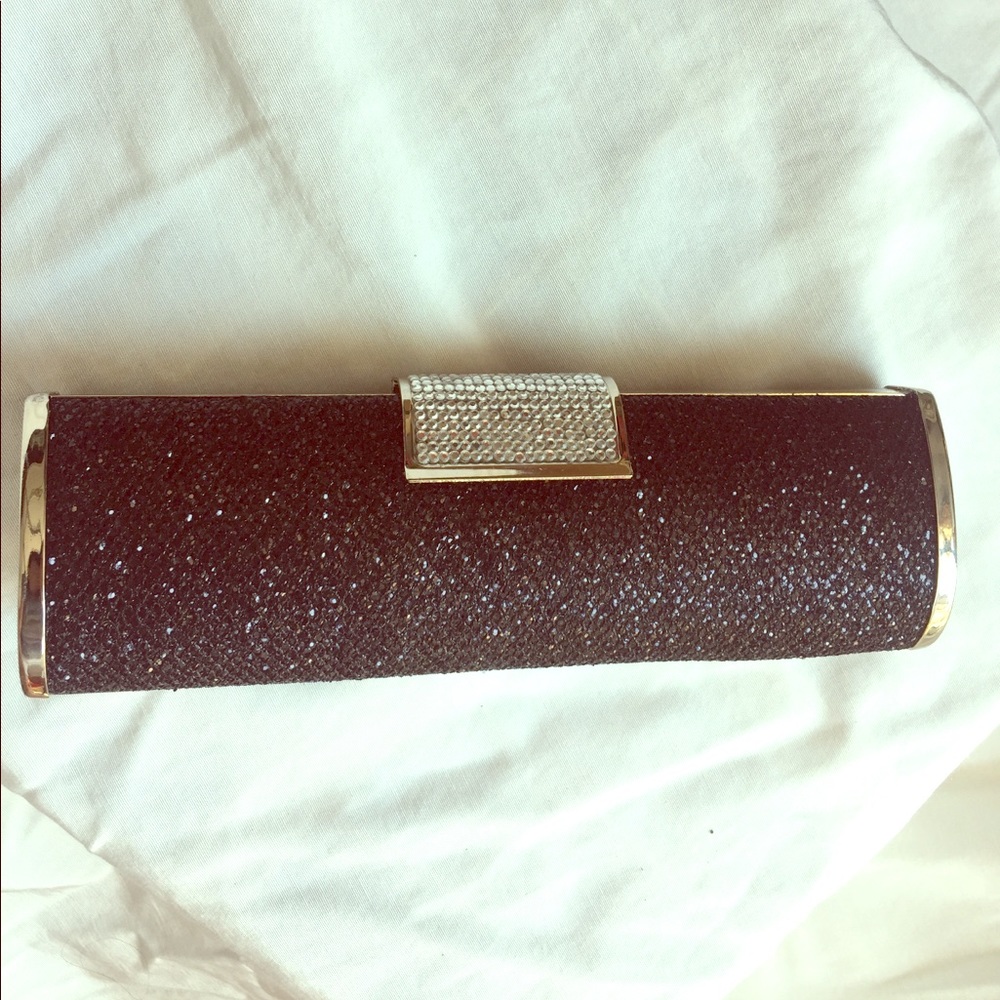 Black sequin/glitter oval shaped clutch