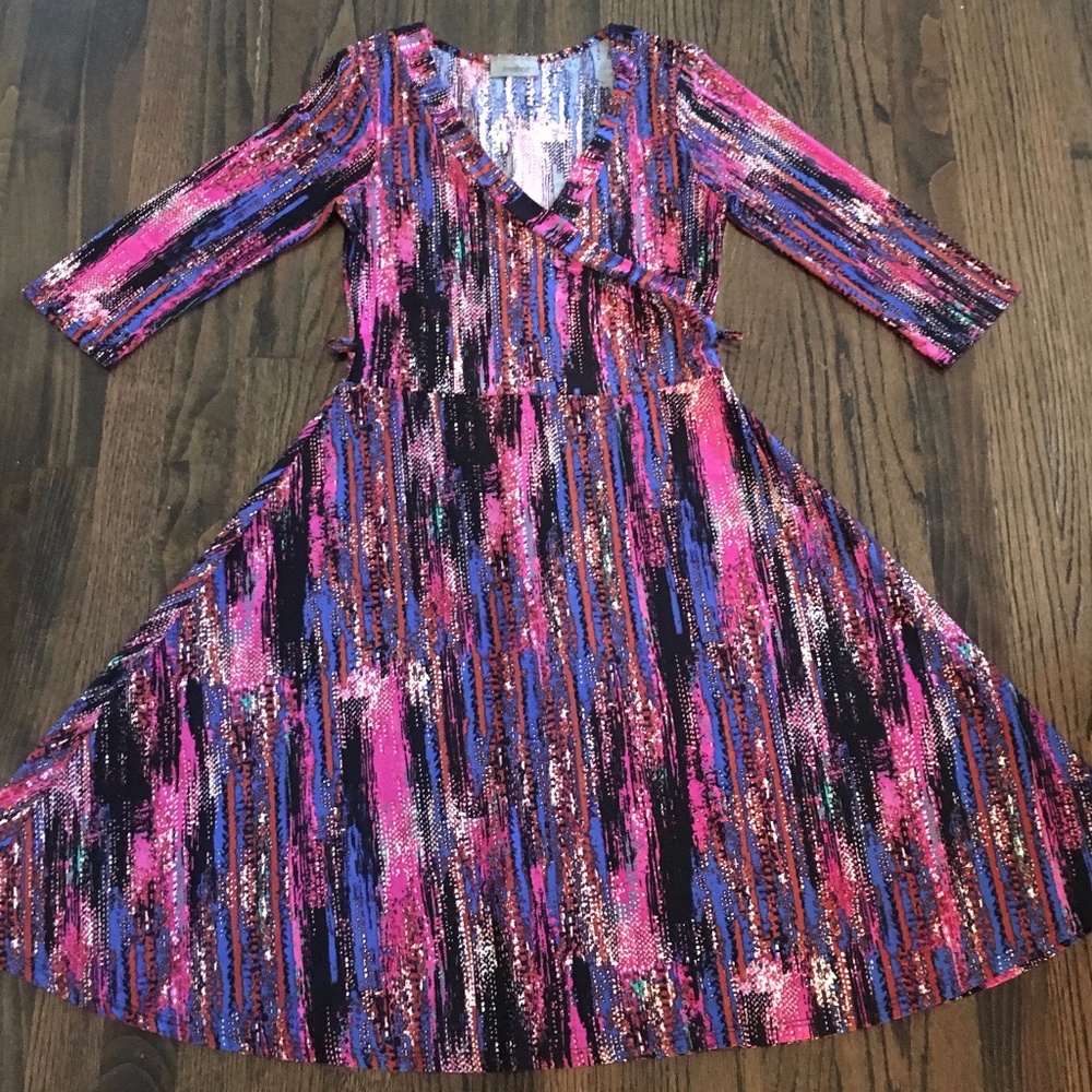 Boutique Multicolored Silk Wrap Dress