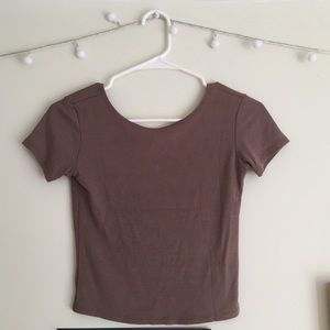 Khaki Open Back Crop Top