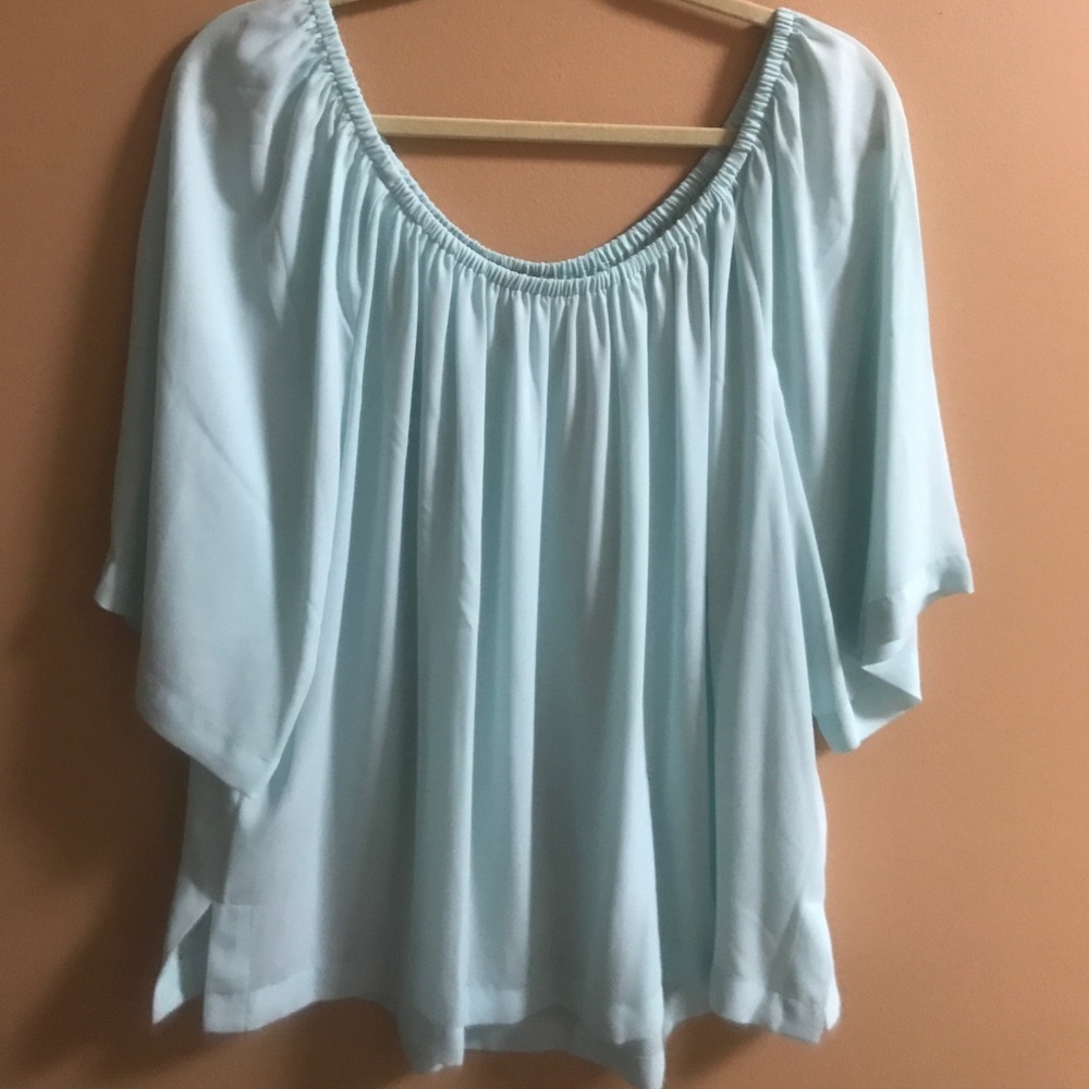LOFT chiffon off the shoulder shirt