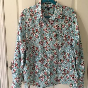 Lands End floral no-iron button down