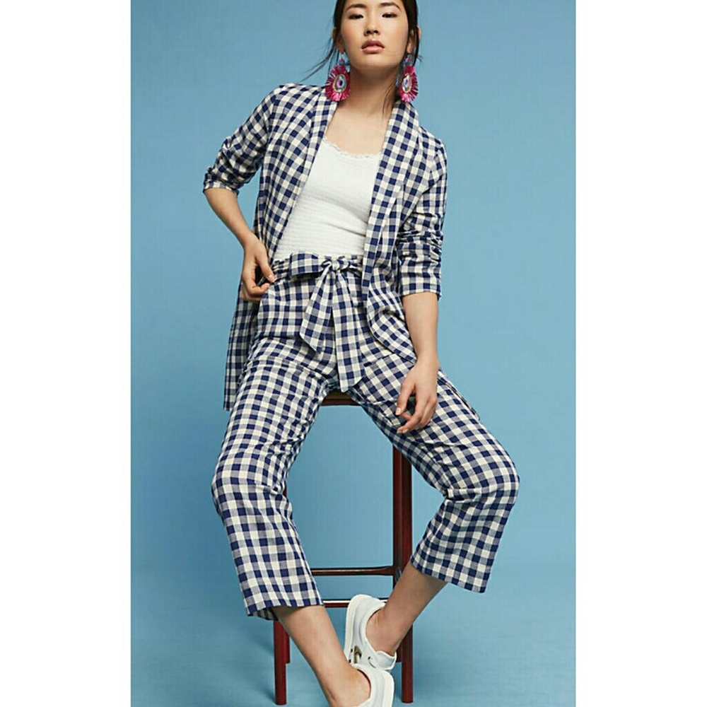 NWT, Anthropologie Gingham Cropped Pants_3