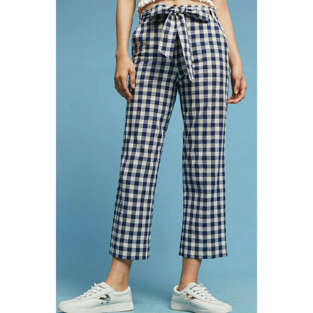 NWT, Anthropologie Gingham Cropped Pants_4